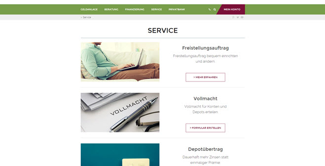 Ein übersichtlicher Service bei der Merkur Bank