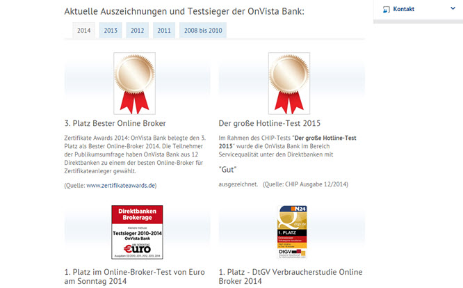 Mehrere Auszeichnungen für OnVista