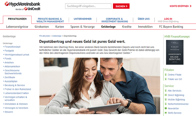 Depotübertrag HypoVereinsbank