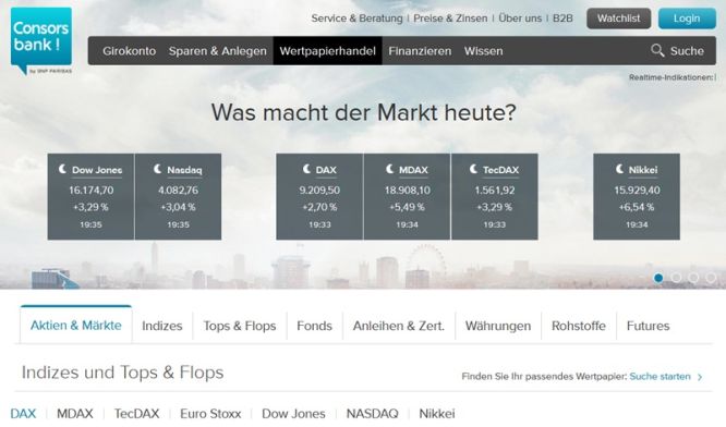 Screenshot Depotübersicht Consorsbank