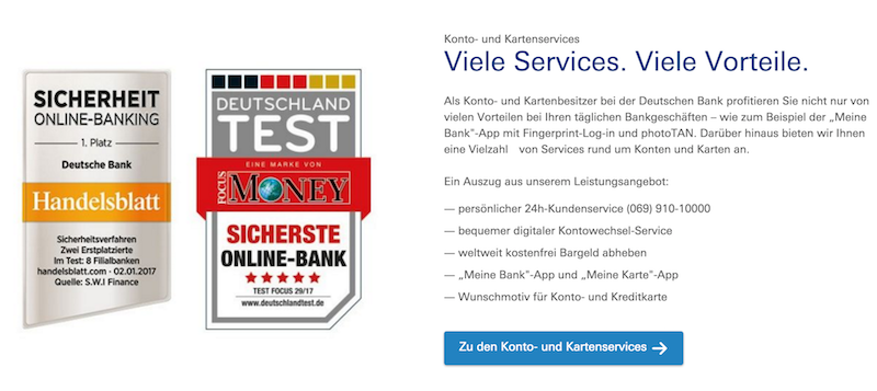 Deutsche Bank Girokonto Erfahrungen Auszeichnungen