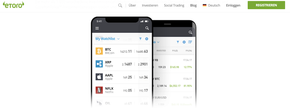 eToro Aktienhandeln App