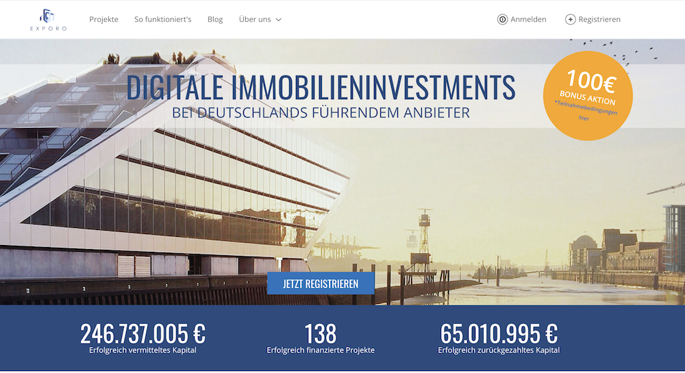 Exporo Webseite