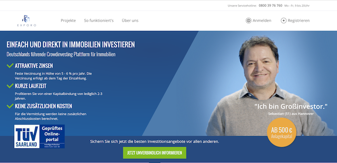 Exporo Webseite