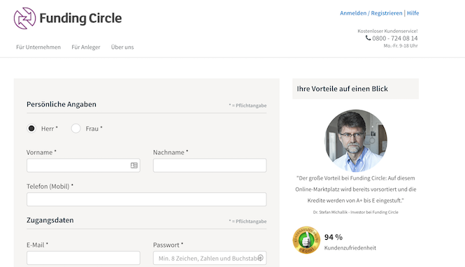Funding Circle Anmeldung