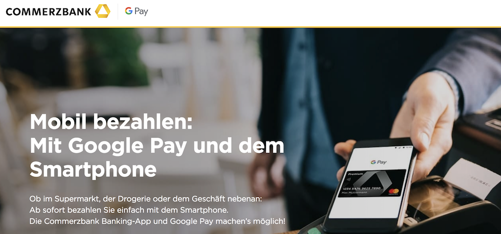 Commerzbank Google Pay Smartphone bezahlen