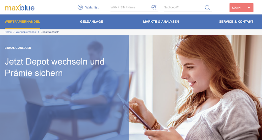 maxblue Depotwechsel Prämie