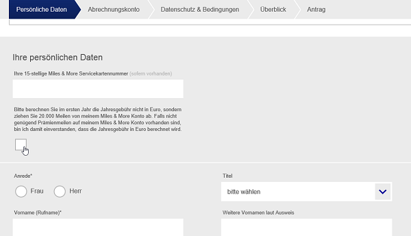 Online-Antrag auf miles-and-more-kreditkarten.com