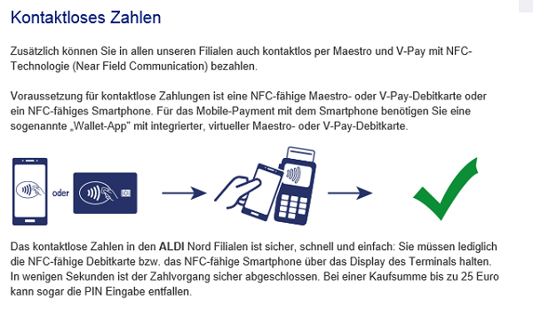 NFC-Payment Vorstellung auf aldi-nord.de