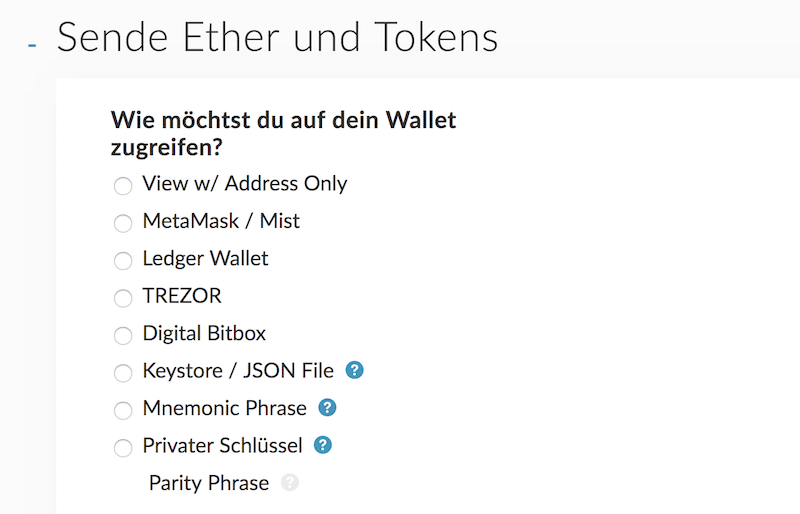 Ether und Tokens versenden