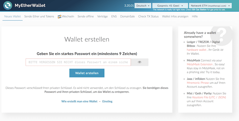 MyEtherWallet Erfahrungen von Depotvergleich.com