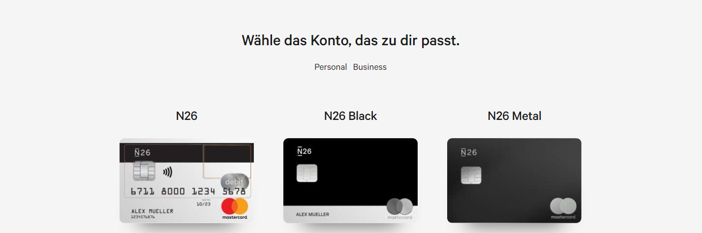 N26 bietet individuelle Kontomodelle an