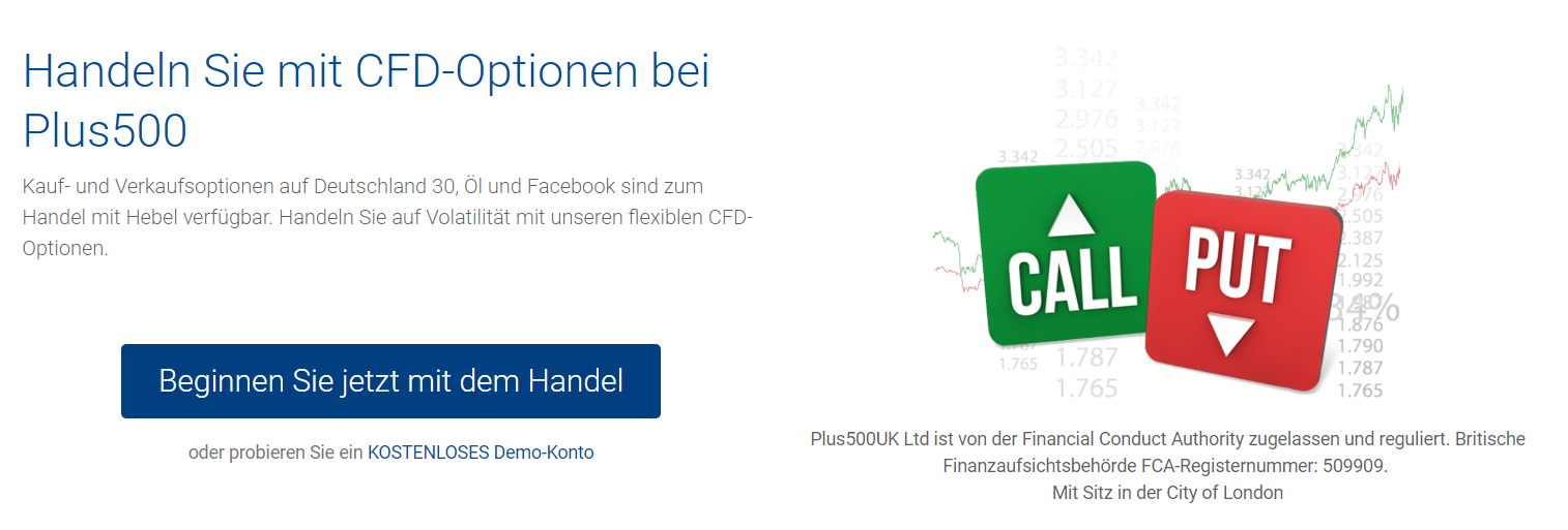 CFD-Optionen beim Broker Plus500 handeln