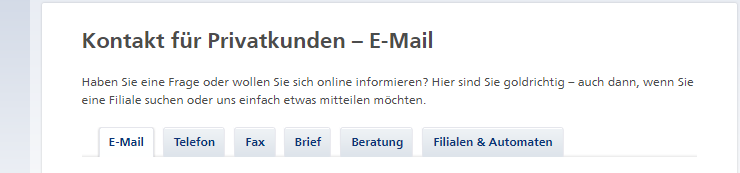 Der Privat-Kundensupport der Postbank