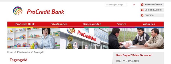 Das Tagesgeld bei der ProCredit Bank Bild: 