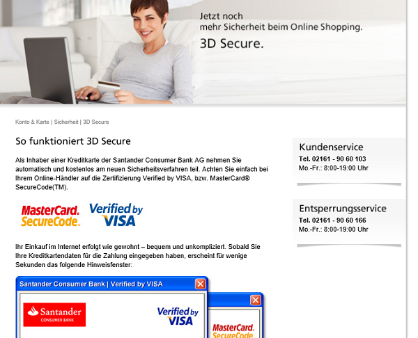 3D-Secure auf santander.de