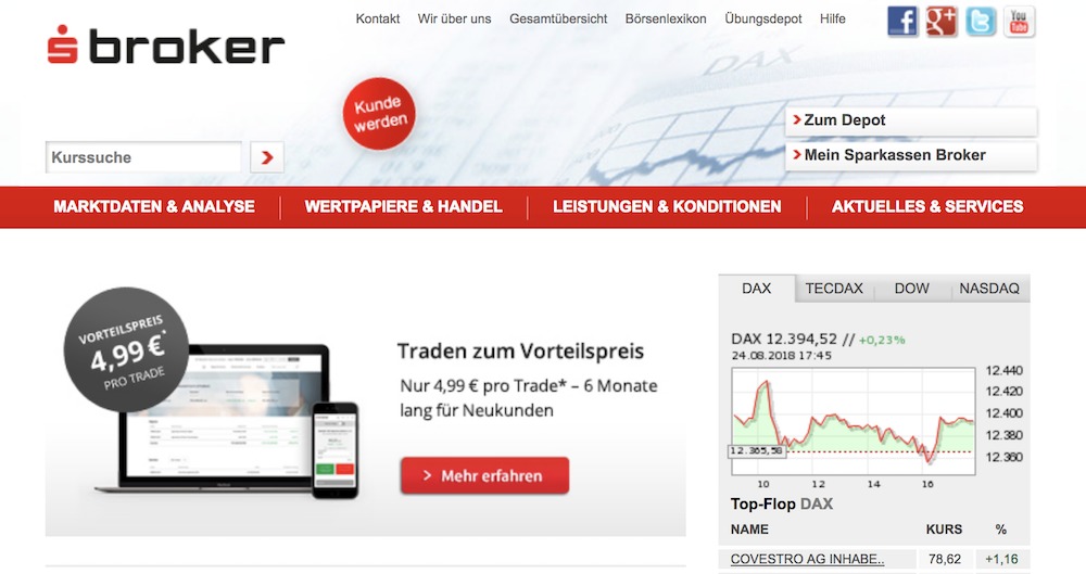Sparkassen Broker Webseite