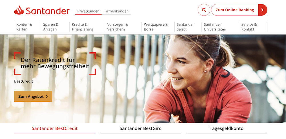 Santander Bank Produkt sina