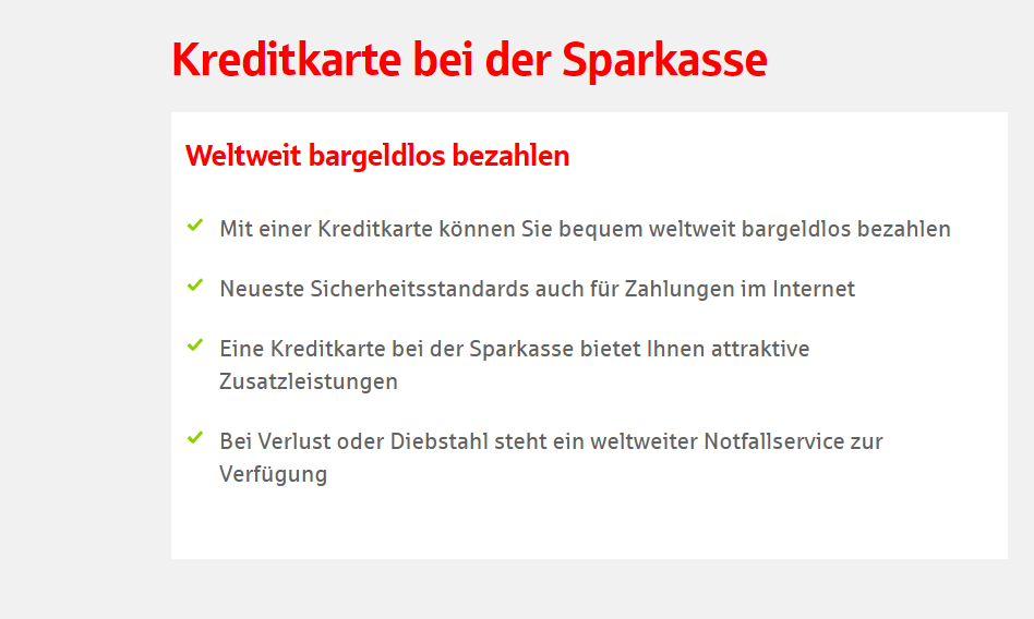 Einige Vorteile der Kreditkarten bei der Sparkasse