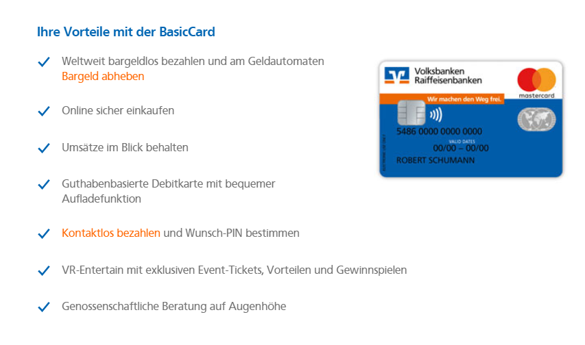 Diese Vorteile sprechen für die BasicCard der Volksbank