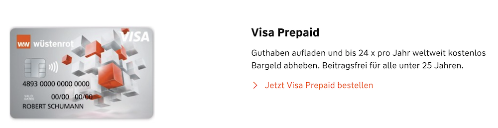 Kostenlose VISA Karte Wüstenrot Prepaid-Kreditkarte