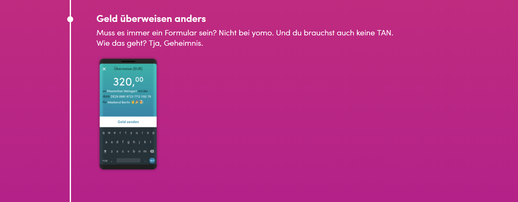 yomo bietet Geldüberweisen - mal anders
