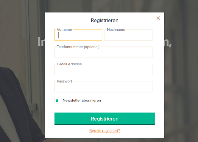 Zinsbaustein.de Registrierung